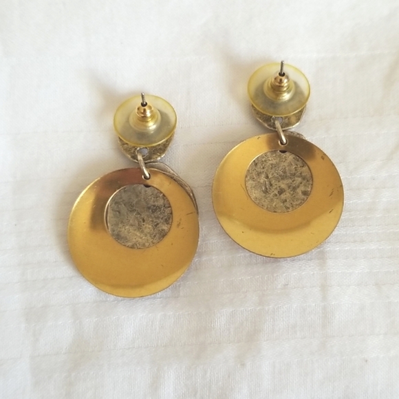 Gold Silver Copper Hammered Hoop Earrings - Picture 3 of 5